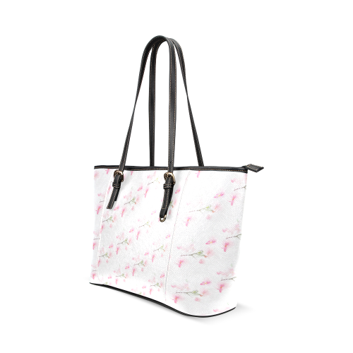 PATTERN ORCHIDÉES Leather Tote Bag/Small (Model 1640)