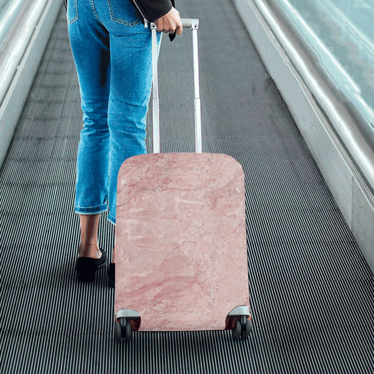 italian Marble, Rafaello Rosa, pink Luggage Cover/Small 18"-21"