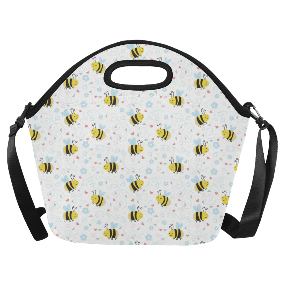 Cute Bee Pattern Neoprene Lunch Bag/Large (Model 1669)