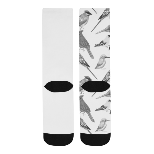 Black and white birds Men's Custom Socks