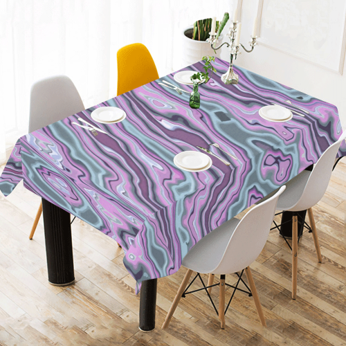 Purple marble Cotton Linen Tablecloth 60" x 90"