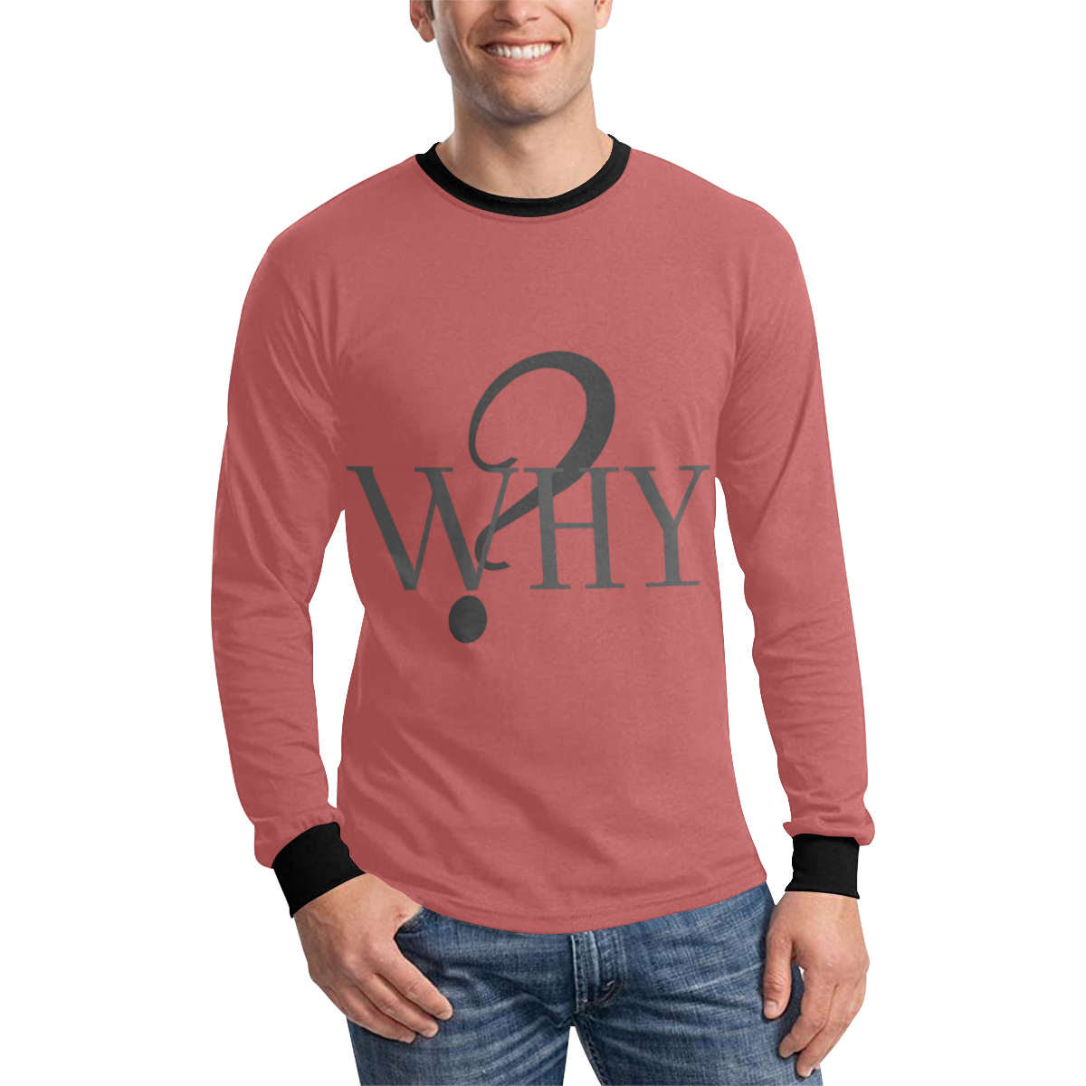Why? Pastel Red Men's All Over Print Long Sleeve T-shirt (Model T51)
