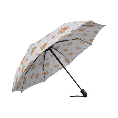 Roses and Pattern 1A by JamColors Auto-Foldable Umbrella (Model U04)