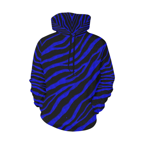 Ripped SpaceTime Stripes - Blue All Over Print Hoodie for Women (USA Size) (Model H13)