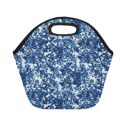 Digital Blue Camouflage Neoprene Lunch Bag/Small (Model 1669)