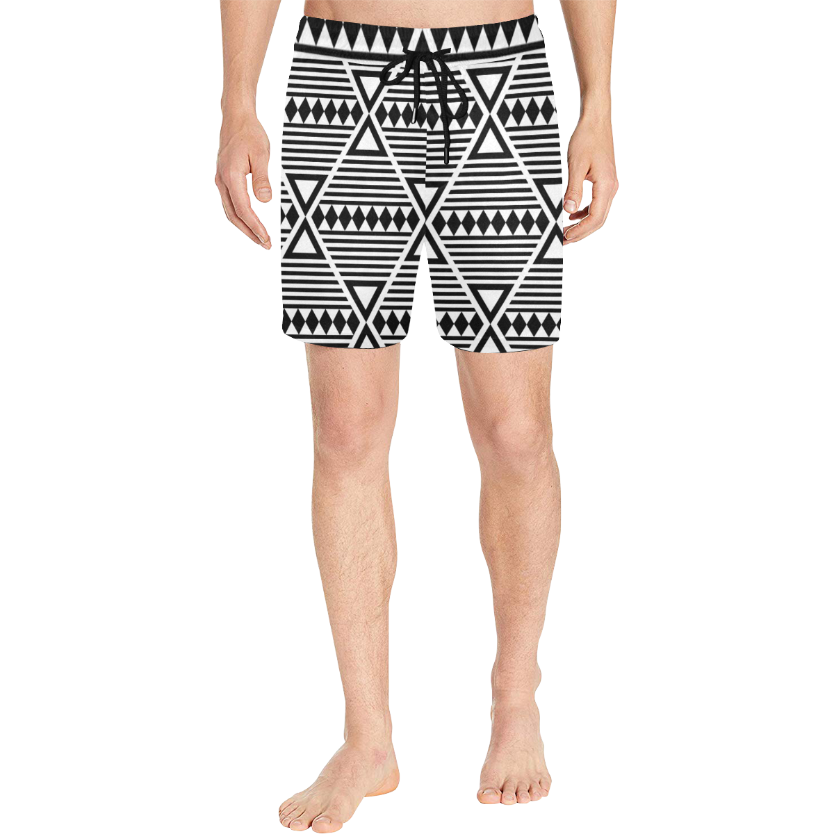 Black Aztec Tribal Men's Mid-Length Swim Shorts (Model L39)