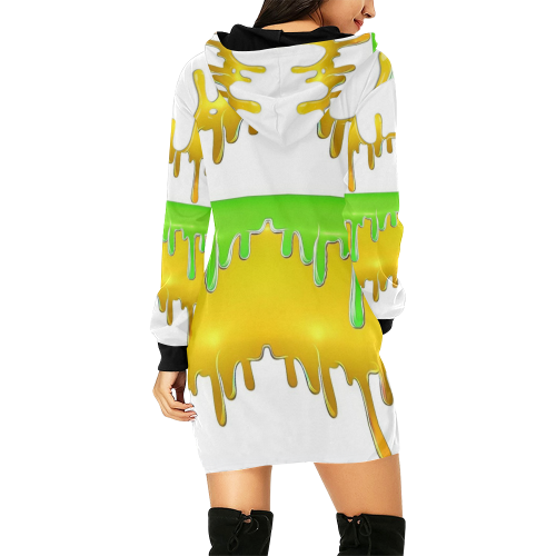 dripping paint in colors All Over Print Hoodie Mini Dress (Model H27)