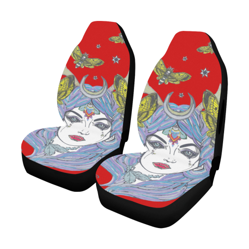 Goddess Sun Moon Earth Red Car Seat Cover Airbag Compatible (Set of 2)