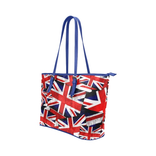 Union Jack British UK Flag - Blue Leather Tote Bag/Small (Model 1651)