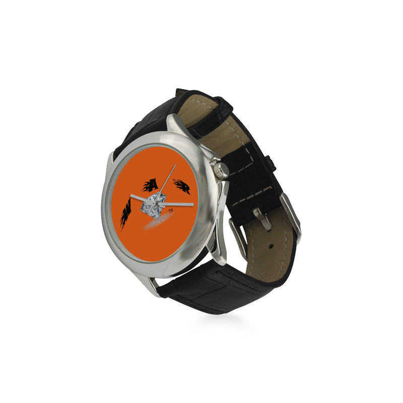 Orange Face Women's Classic Leather Strap Watch(Model 203)