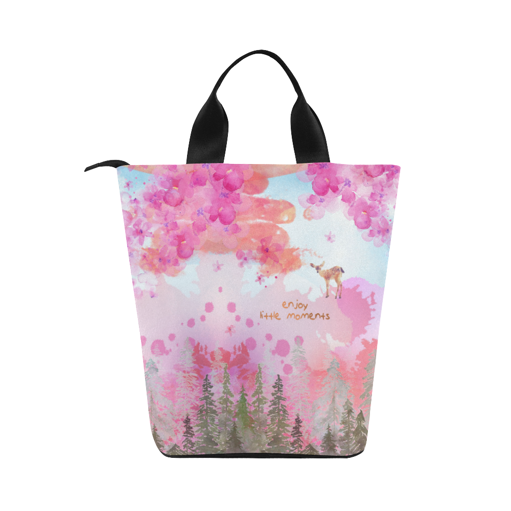 Little Deer in the Magic Pink Forest Nylon Lunch Tote Bag (Model 1670)