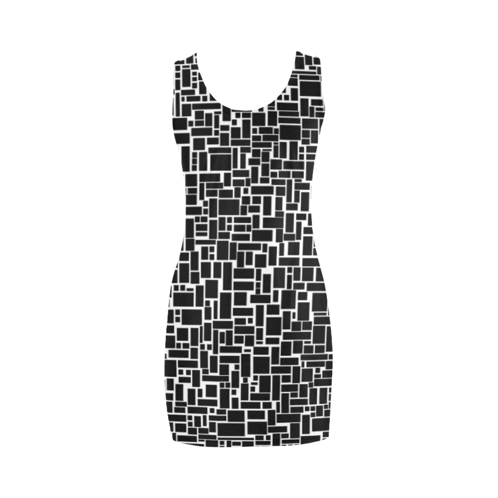 BLACK AND WHITE BOX PATTERN Medea Vest Dress (Model D06)