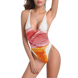 Strawberry Ice Cream Sexy Low Back One-Piece Swimsuit (Model S09)