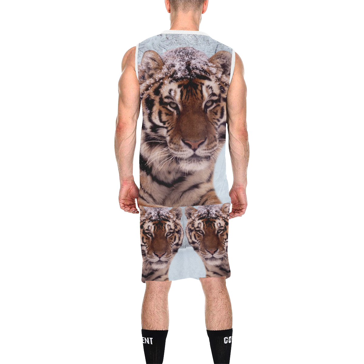 Tiger and Snow All Over Print Basketball Uniform