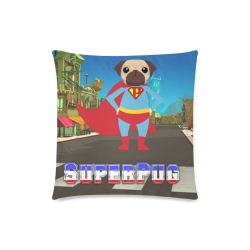 SuperPug In The City Custom Zippered Pillow Case 18"x18"(Twin Sides)