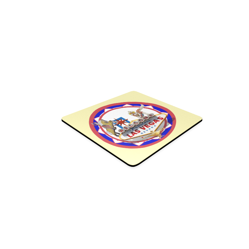 LasVegasIcons Poker Chip - Vegas Sign on Yellow Square Coaster