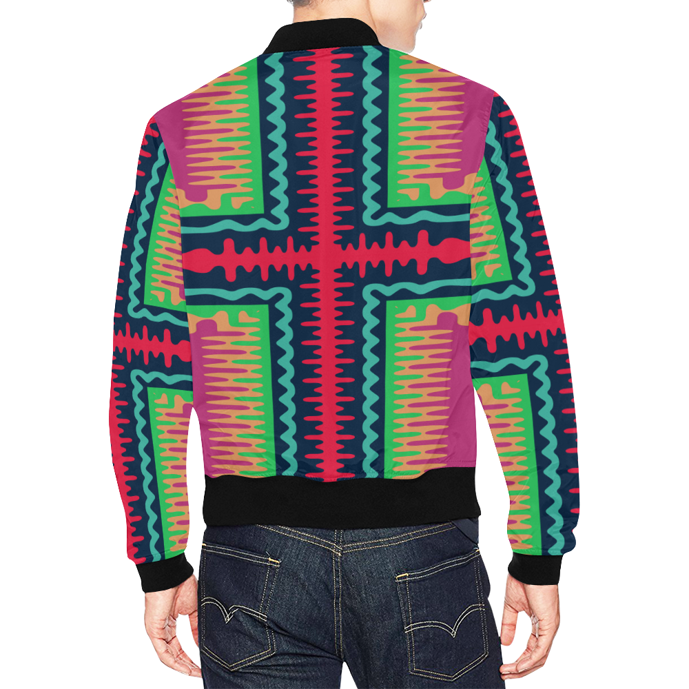 Waves in retro colors All Over Print Bomber Jacket for Men (Model H19)