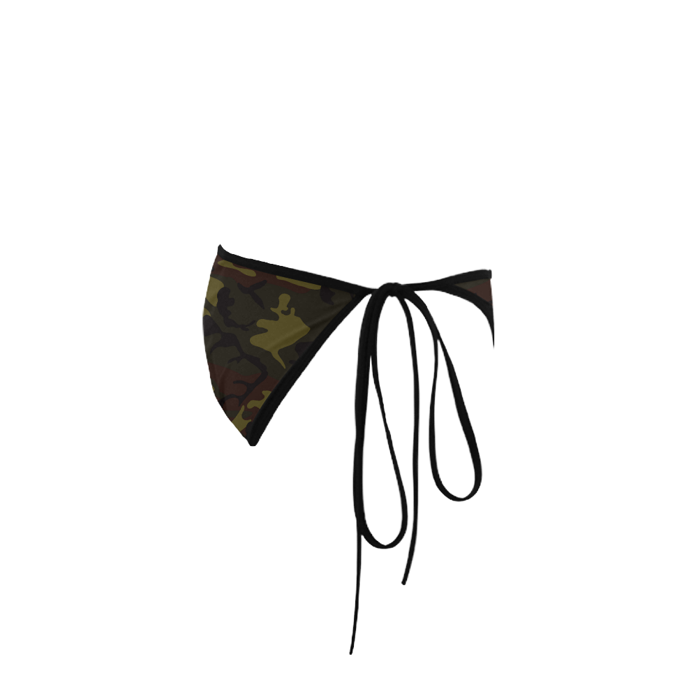 Camo Green Brown Custom Bikini Swimsuit Bottom