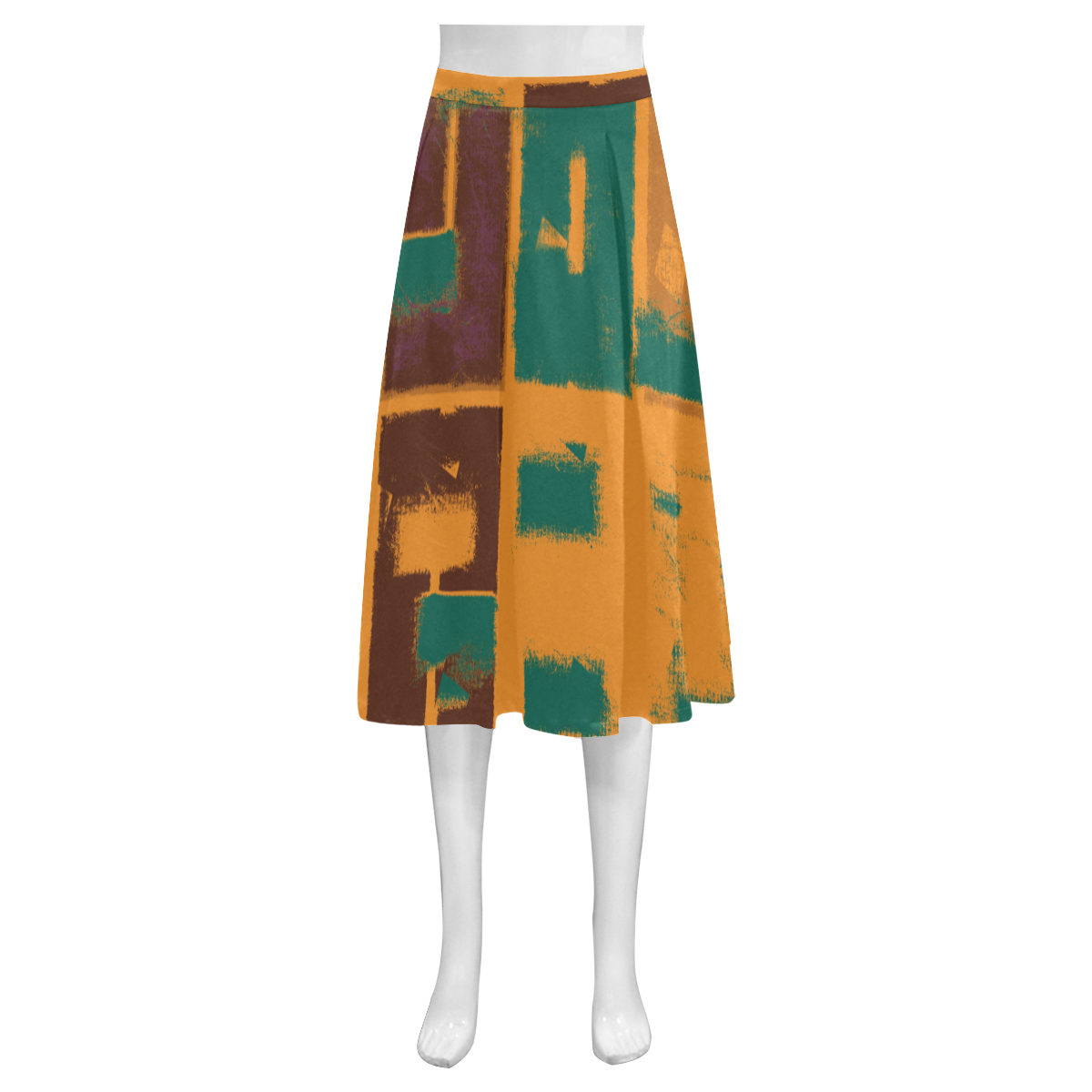 Orange texture Mnemosyne Women's Crepe Skirt (Model D16)