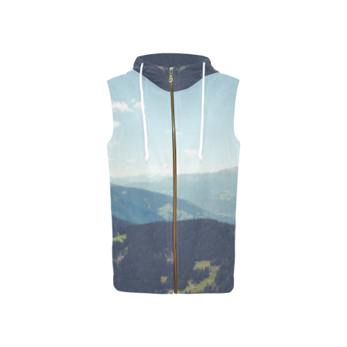 King Of the Mountain Zip Up Vest All Over Print Sleeveless Zip Up Hoodie for Women (Model H16)