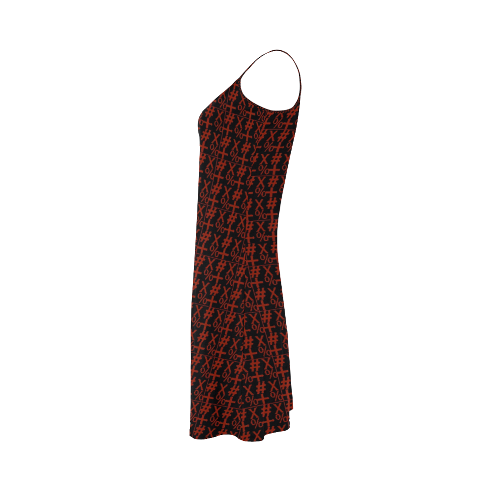 NUMBERS Collection Symbols Red Alcestis Slip Dress (Model D05)