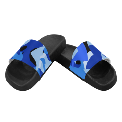 Camouflage Abstract Blue and Black Men's Slide Sandals/Large Size (Model 057)