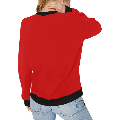 RED Women's Rib Cuff Crew Neck Sweatshirt (Model H34)