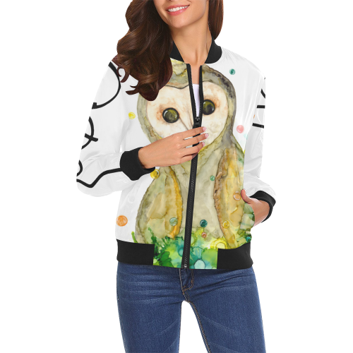 Pierre  Womens Jacket All Over Print Bomber Jacket for Women (Model H19)