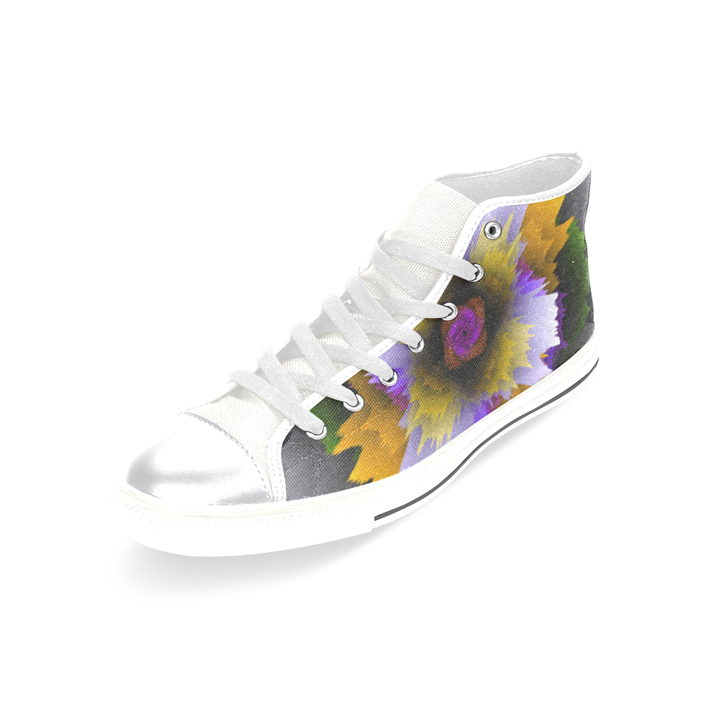 3d flowers Women's Classic High Top Canvas Shoes (Model 017)