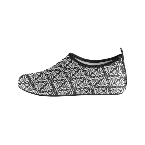 Black And White Filigree Women's Slip-On Water Shoes (Model 056)