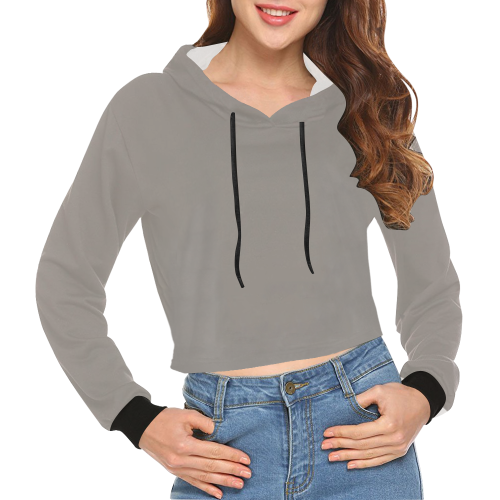 Ash All Over Print Crop Hoodie for Women (Model H22)