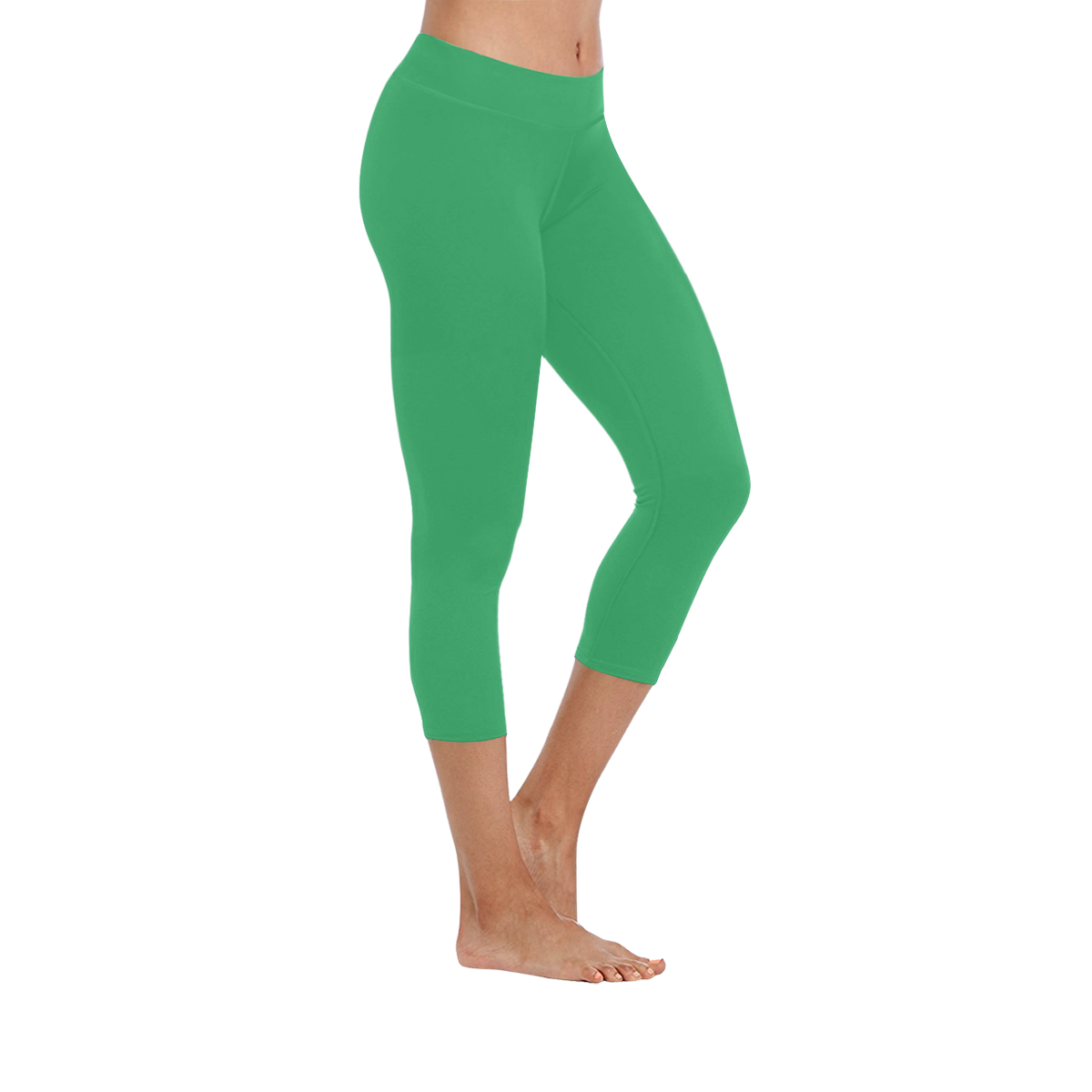 color medium sea green Women's Low Rise Capri Leggings (Invisible Stitch) (Model L08)