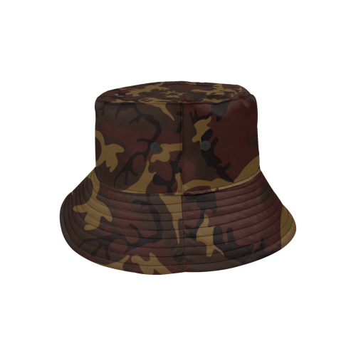 Camo Dark Brown All Over Print Bucket Hat