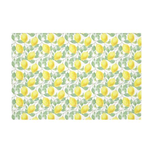 Lemons And Butterfly Cotton Linen Tablecloth 60" x 90"