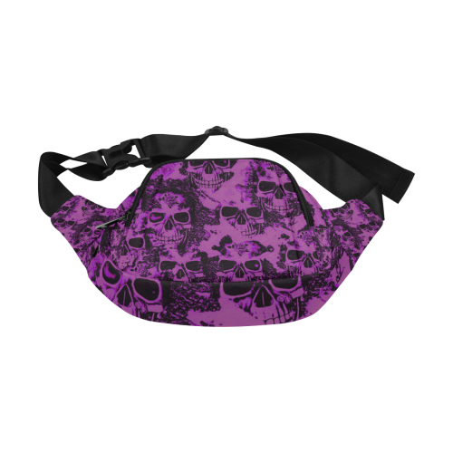 cloudy Skulls black purple by JamColors Fanny Pack/Small (Model 1677)
