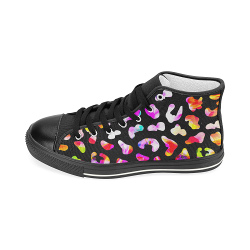 colorful animal print Women's Classic High Top Canvas Shoes (Model 017)