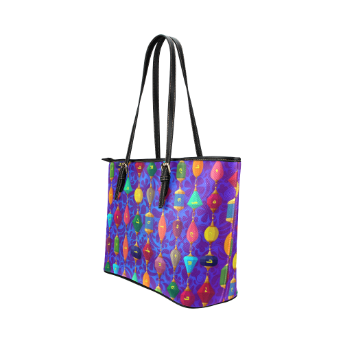 Colorful Alphabet Beads Leather Tote Bag/Small (Model 1651)