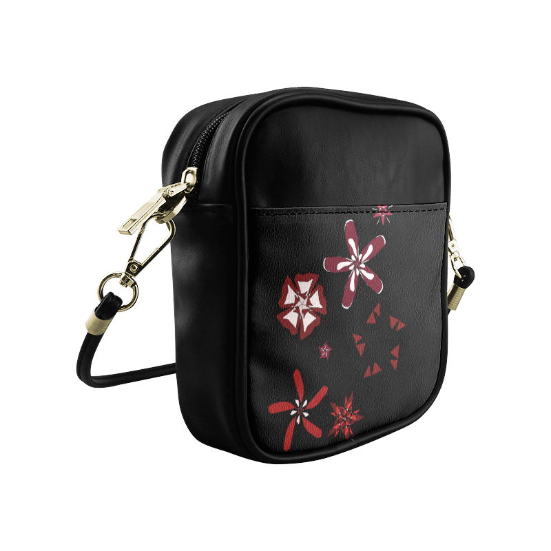Black, red and white Abstract #17 Sling Bag (Model 1627)