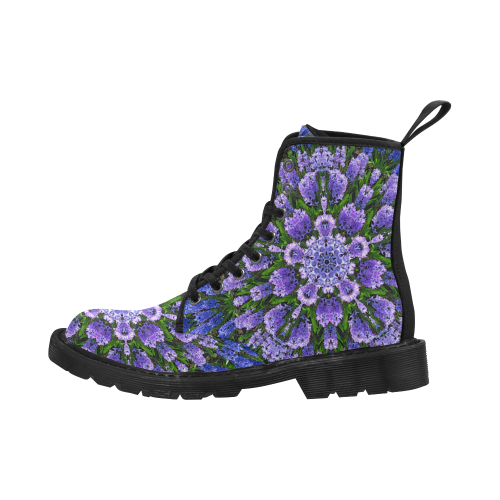 Hyacinths kaleidoscope photo print Martin Boots for Women (Black) (Model 1203H)