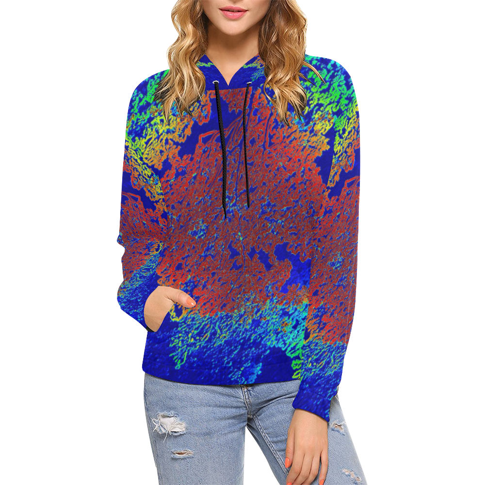 Blues All Over Print Hoodie for Women (USA Size) (Model H13)