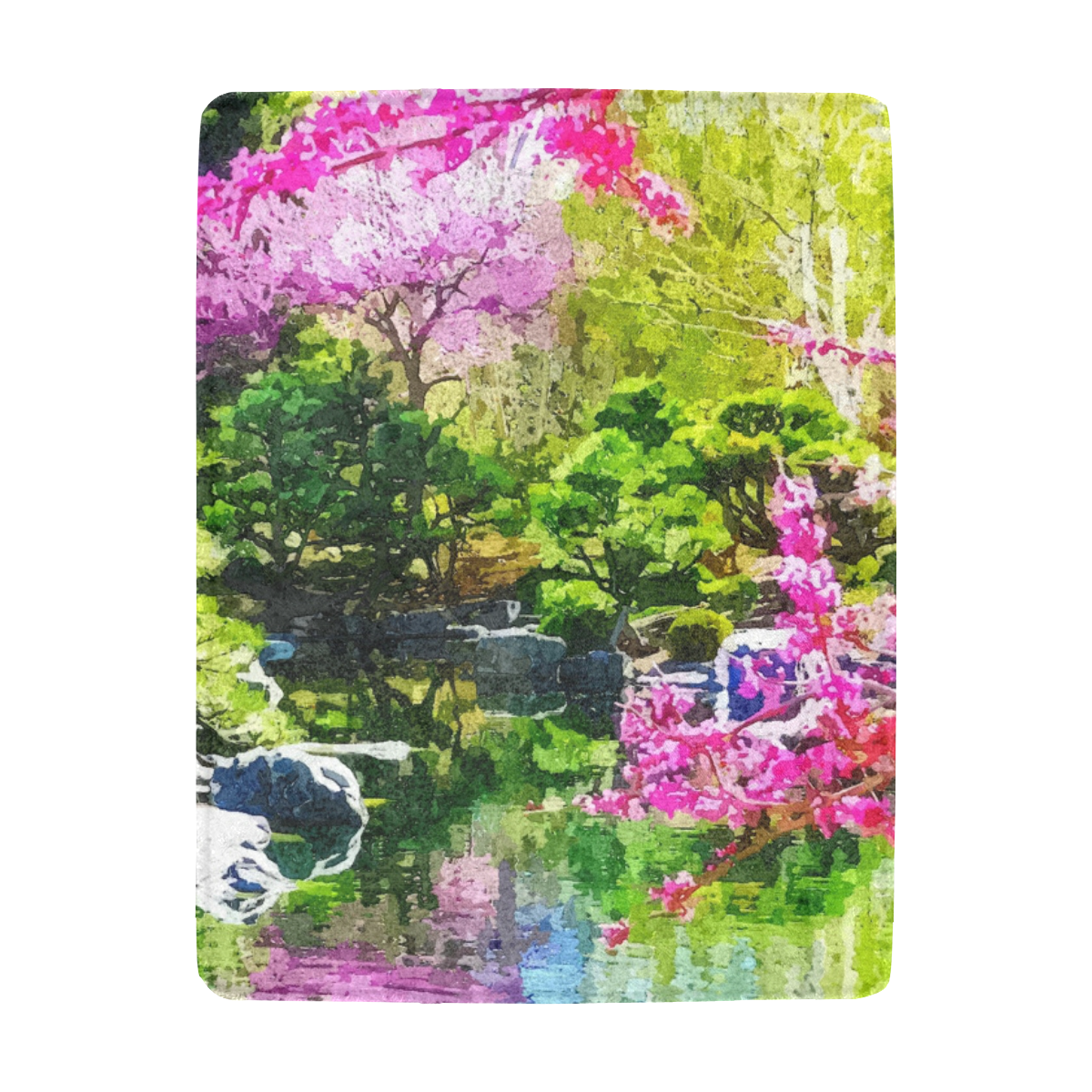 oriental garden Ultra-Soft Micro Fleece Blanket 43''x56''