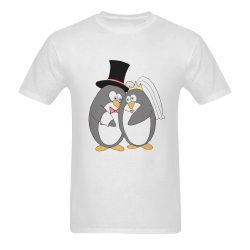 Penguin Wedding White Men's T-shirt in USA Size (Front Printing Only) (Model T02)