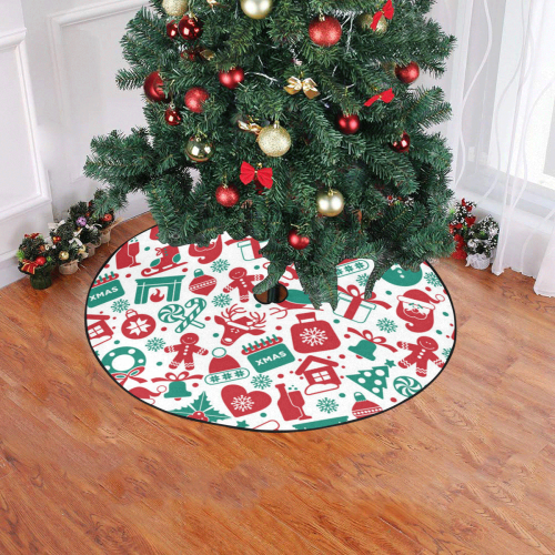 Awesome Merry Christmas Pattern Christmas Tree Skirt 47" x 47"