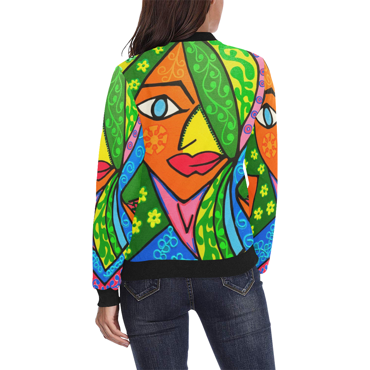 Blooming All Over Print Bomber Jacket for Women (Model H36)