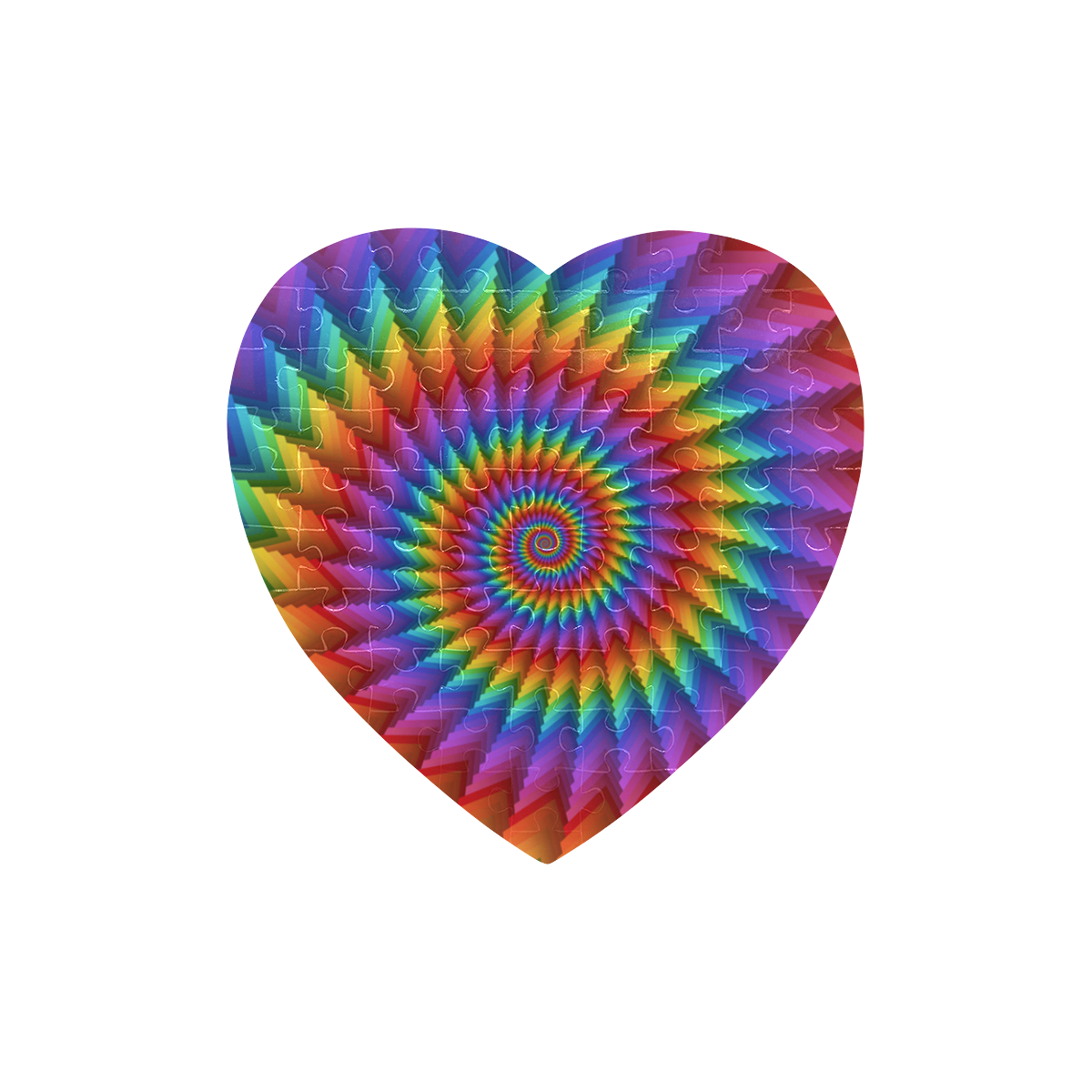 Psychedelic Rainbow Spiral Puzzle Heart-Shaped Jigsaw Puzzle (Set of 75 Pieces)