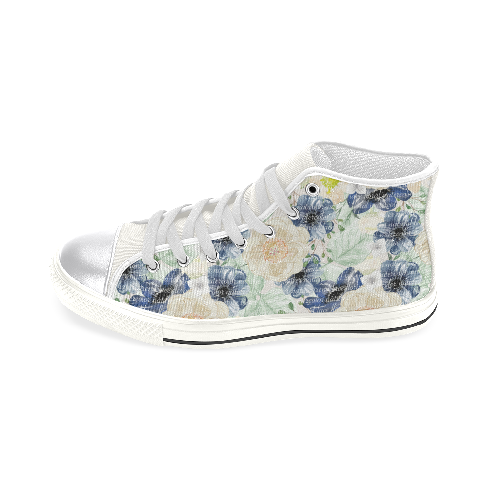 Romantic Flowers Shoes, Sweet Floral Women's Classic High Top Canvas Shoes (Model 017)