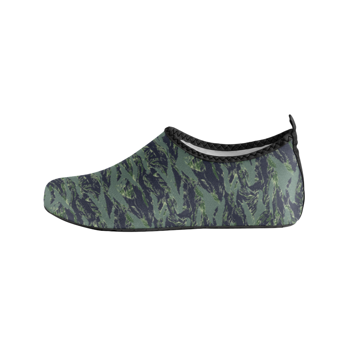 Jungle Tiger Stripe Green Camouflage Kids' Slip-On Water Shoes (Model 056)