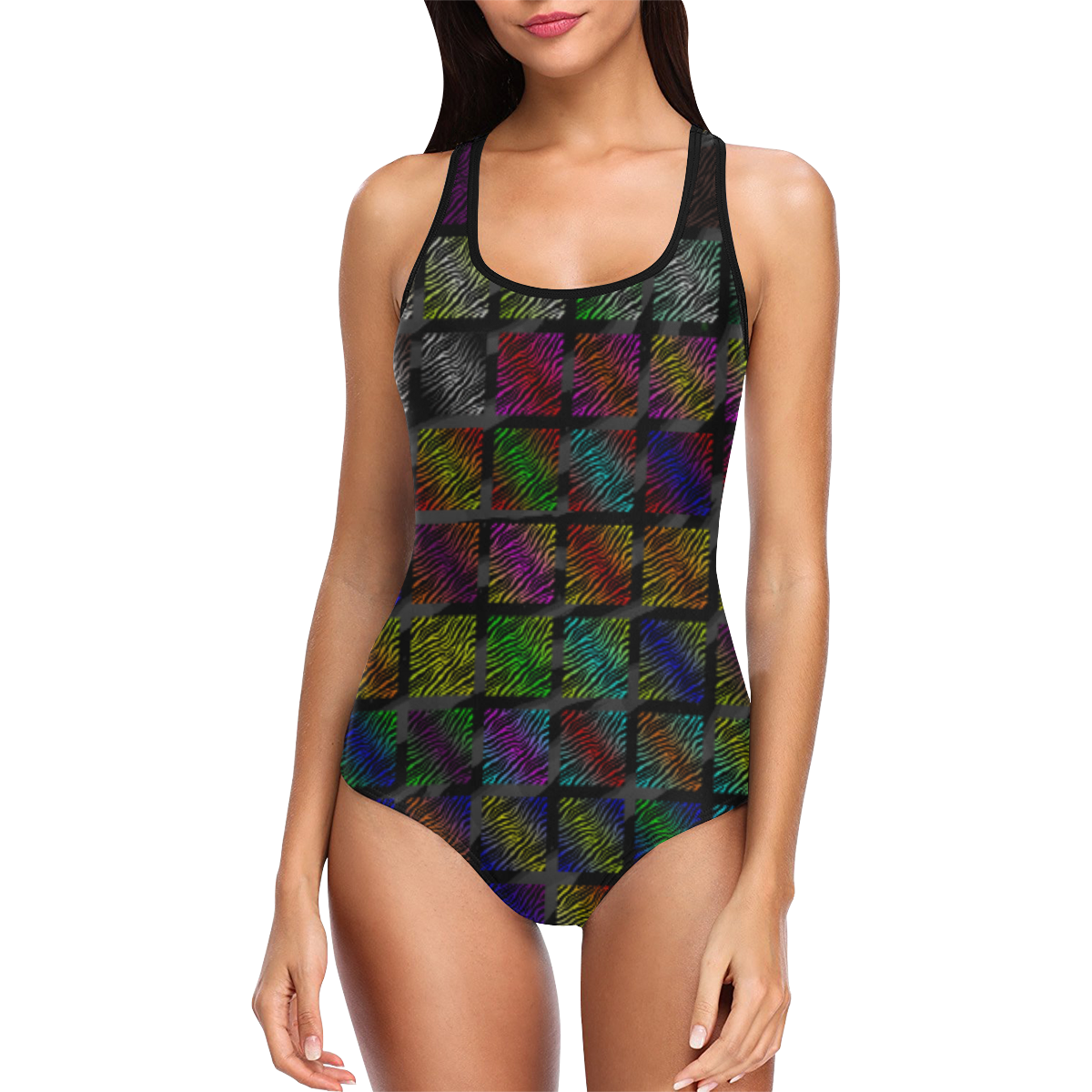 Ripped SpaceTime Stripes Collection Vest One Piece Swimsuit (Model S04)