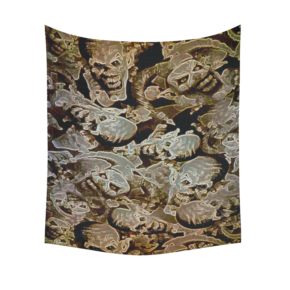 3D Evil Clown Horror Black Light Party Cotton Linen Wall Tapestry 51"x 60"