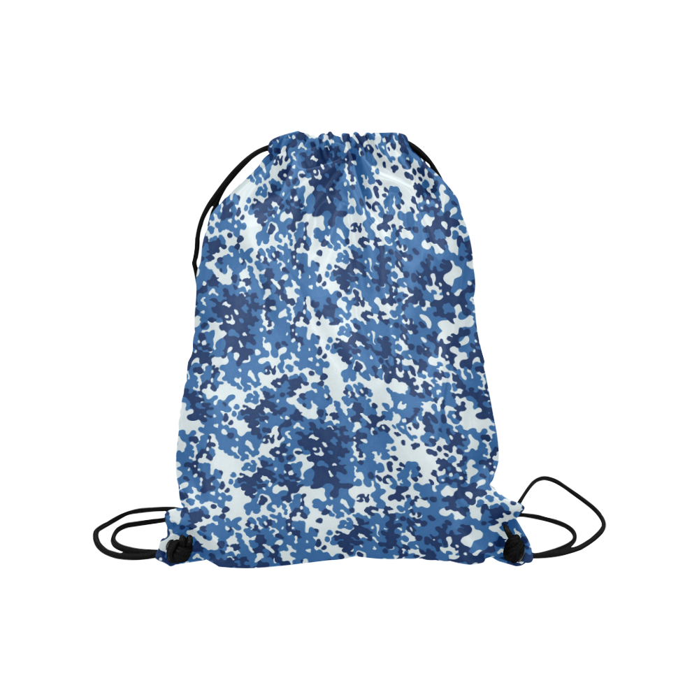 Digital Blue Camouflage Medium Drawstring Bag Model 1604 (Twin Sides) 13.8"(W) * 18.1"(H)